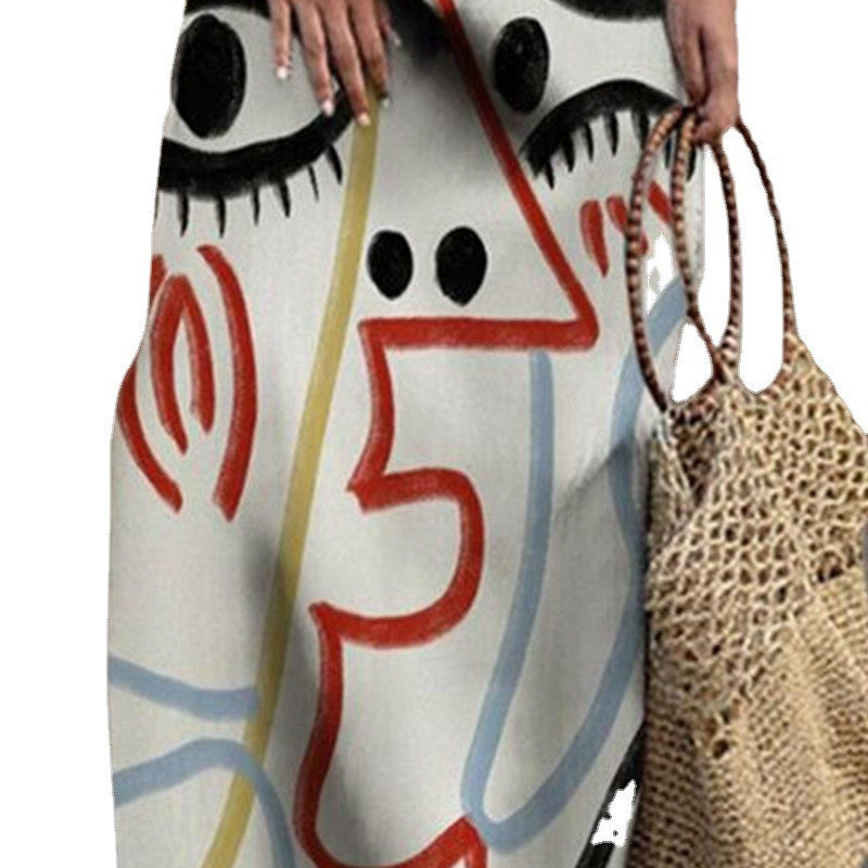 Abstract Print Loose Plus Size Dress