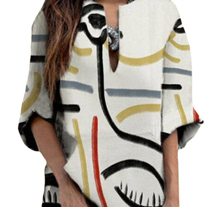 Abstract Print Loose Plus Size Dress